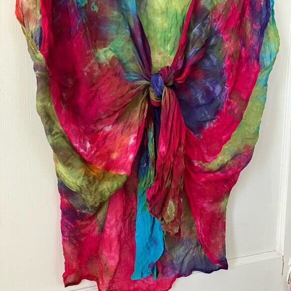 Tie dye gauzy coverup boho fairycore hippie - Picture 3 of 9